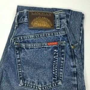 VINTAGE EMBOSSED LAWMAN HIGH WAIST MOM  DENIM JEANS WOMENS SIZE 7 HELLO 90'S!